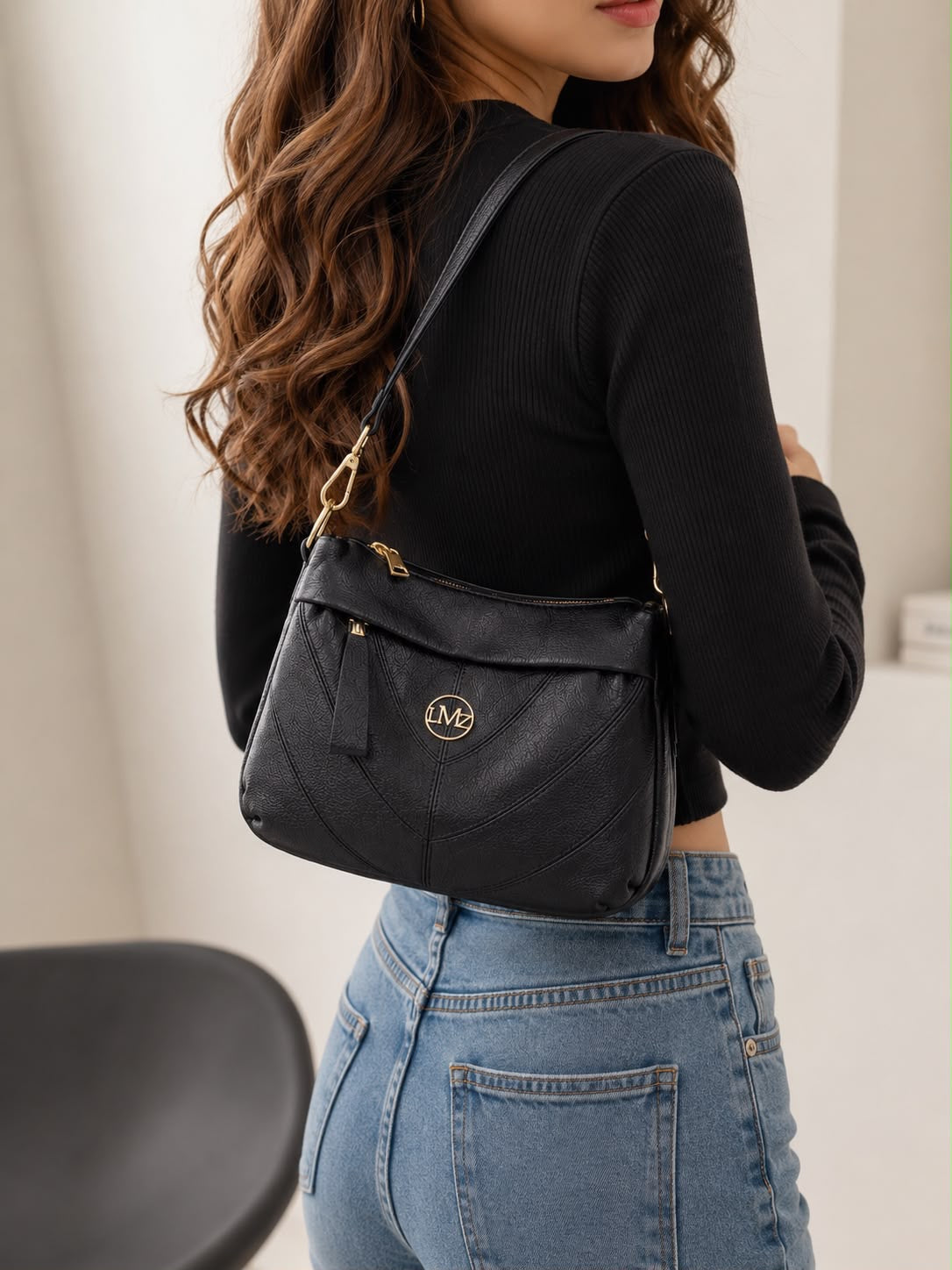 Triple Zip Hobo Bag