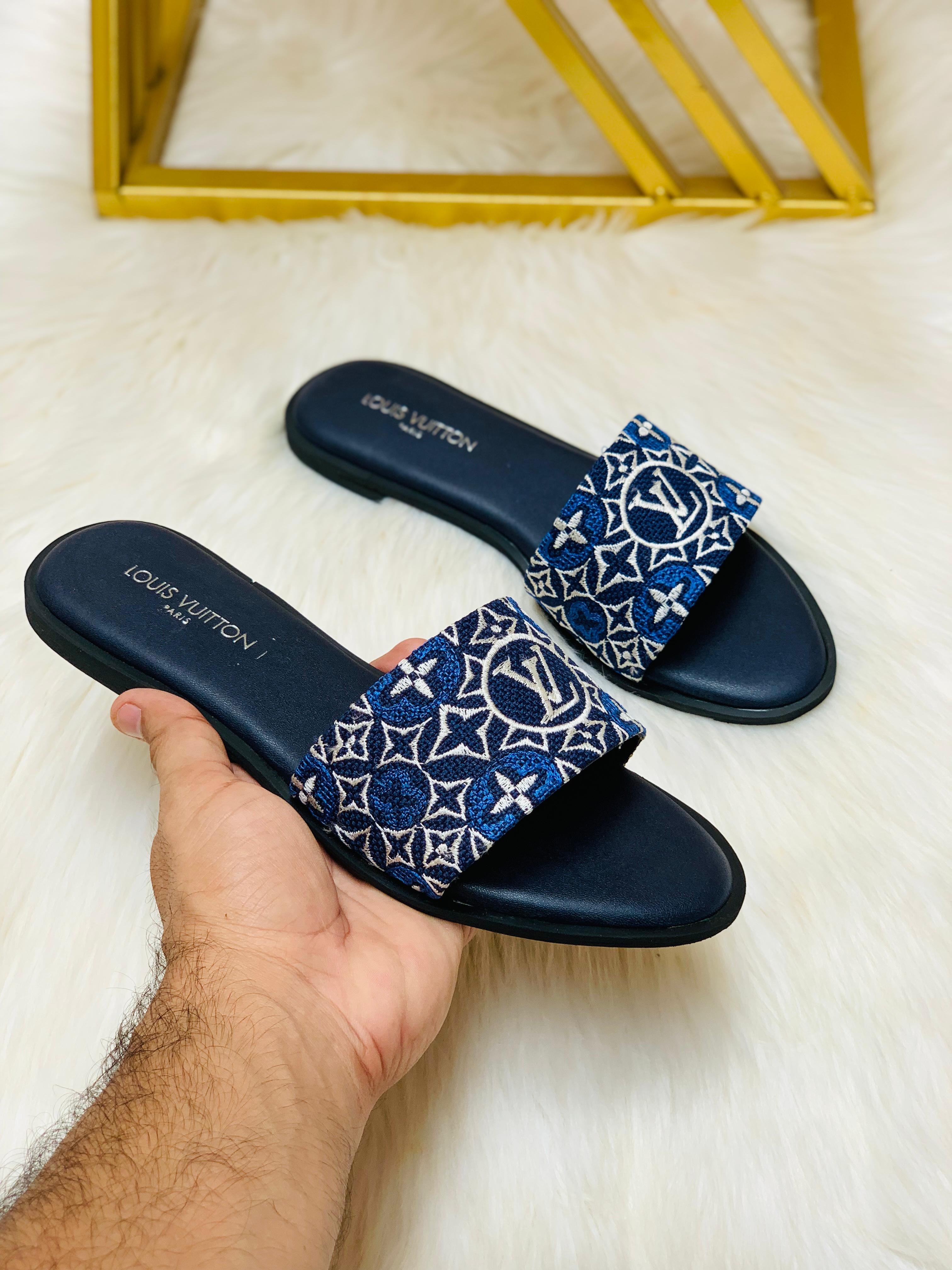 Lv embroidery flats