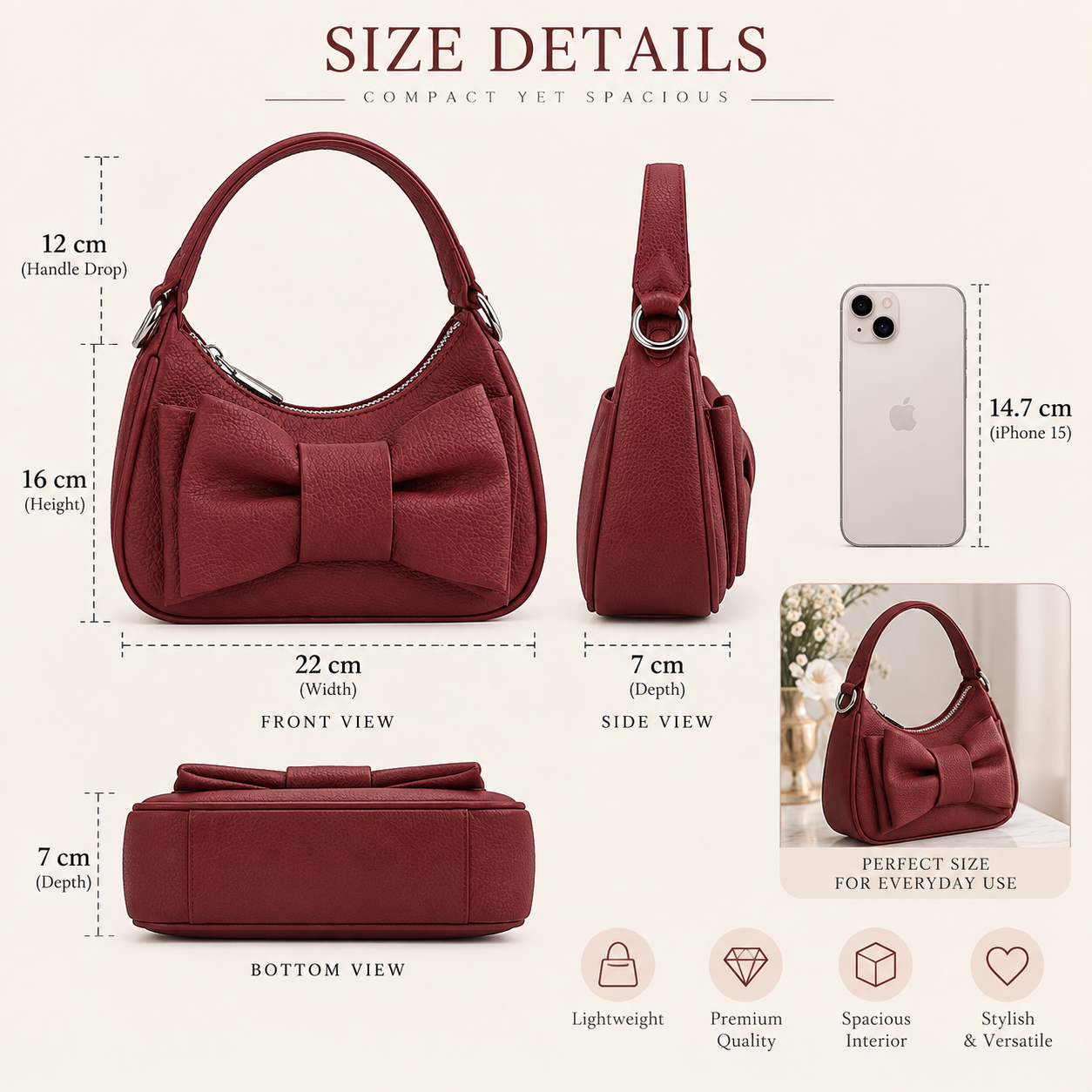 Elegant Bow Shoulder Bag