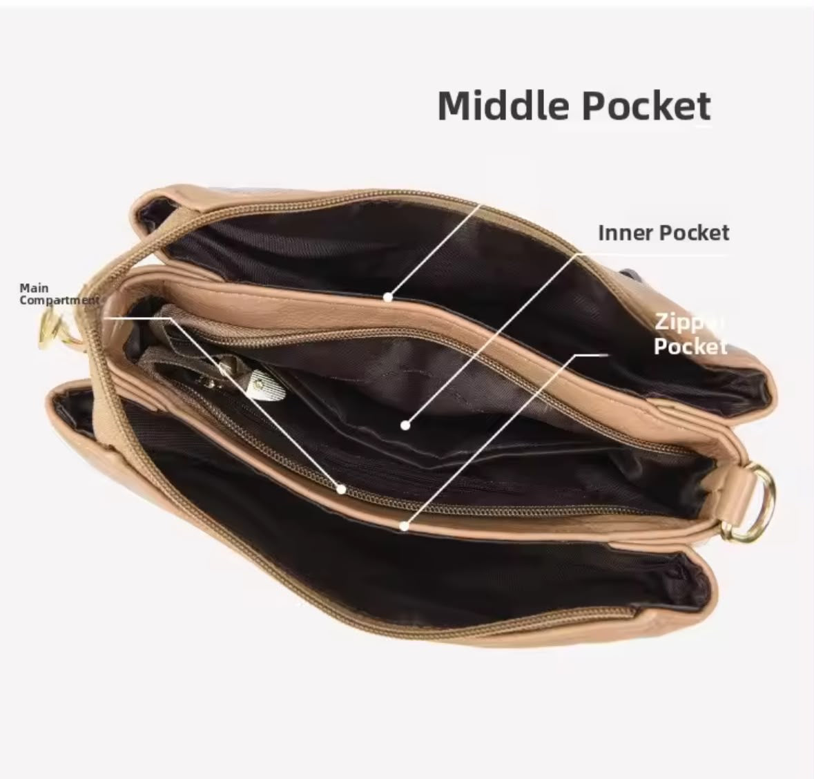 Triple Zip Hobo Bag