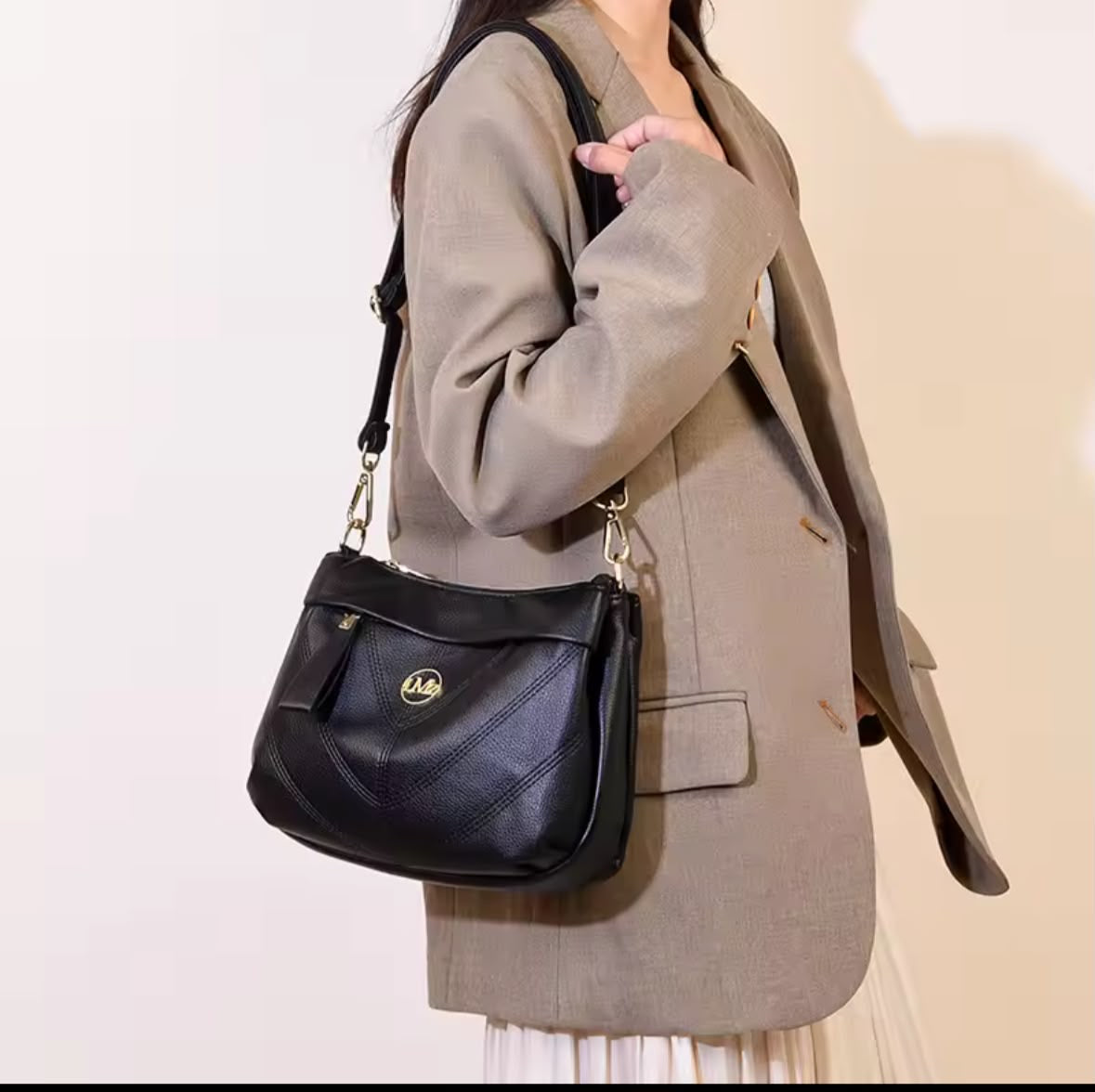 Triple Zip Hobo Bag