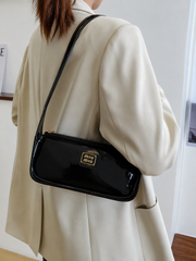 Glossy Baguette Crossbody Bag