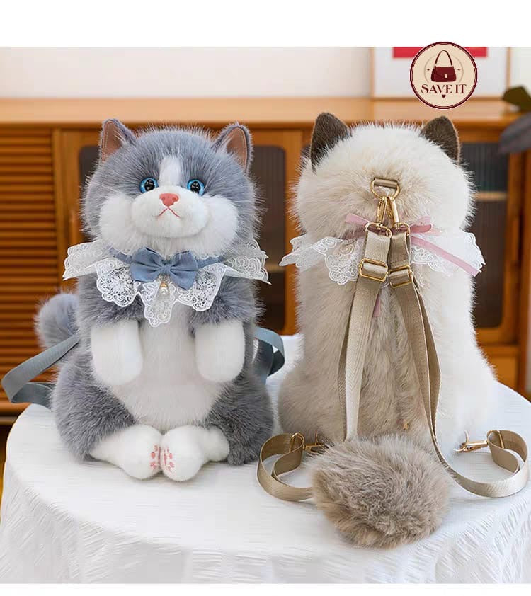 Fluffy Kitty Plush Backpack