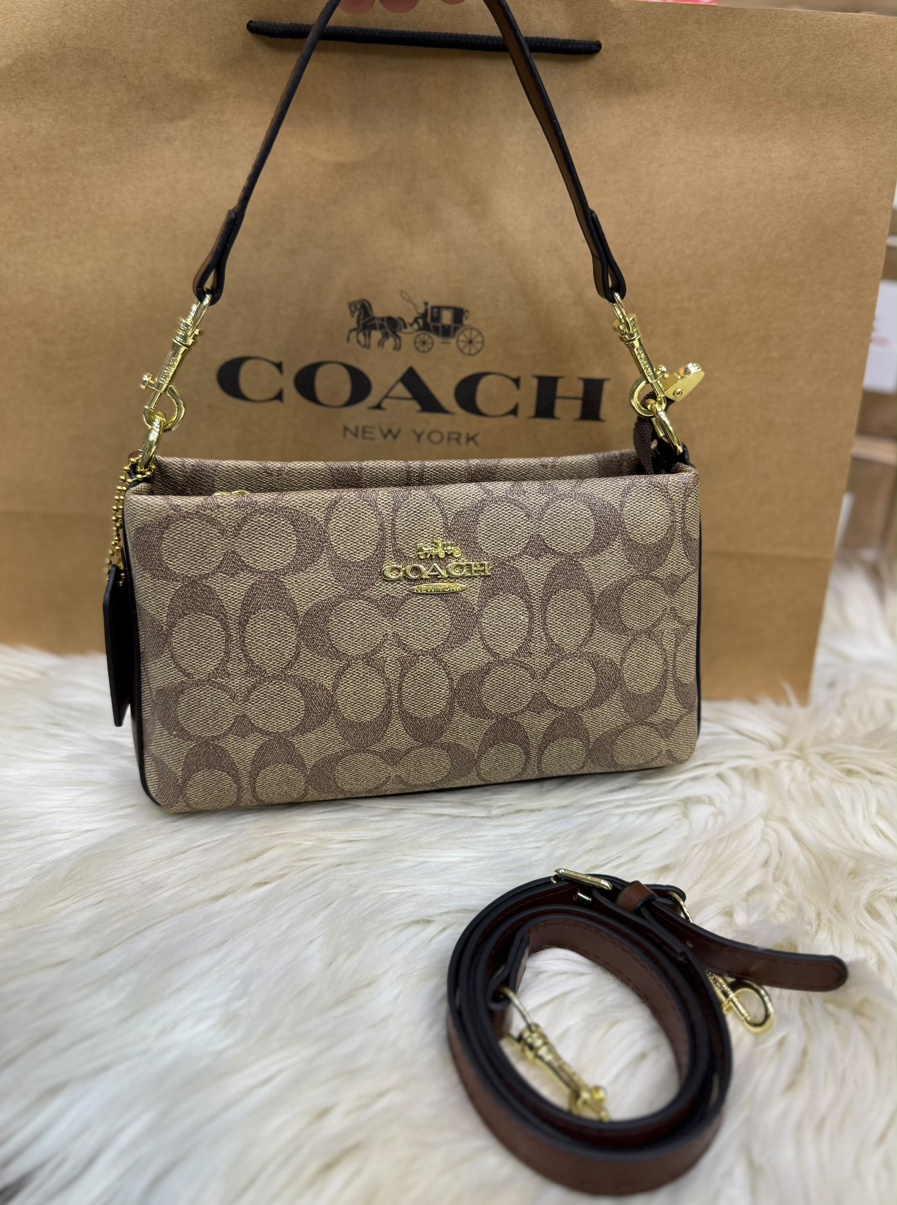 Signature canvas shoulder bag