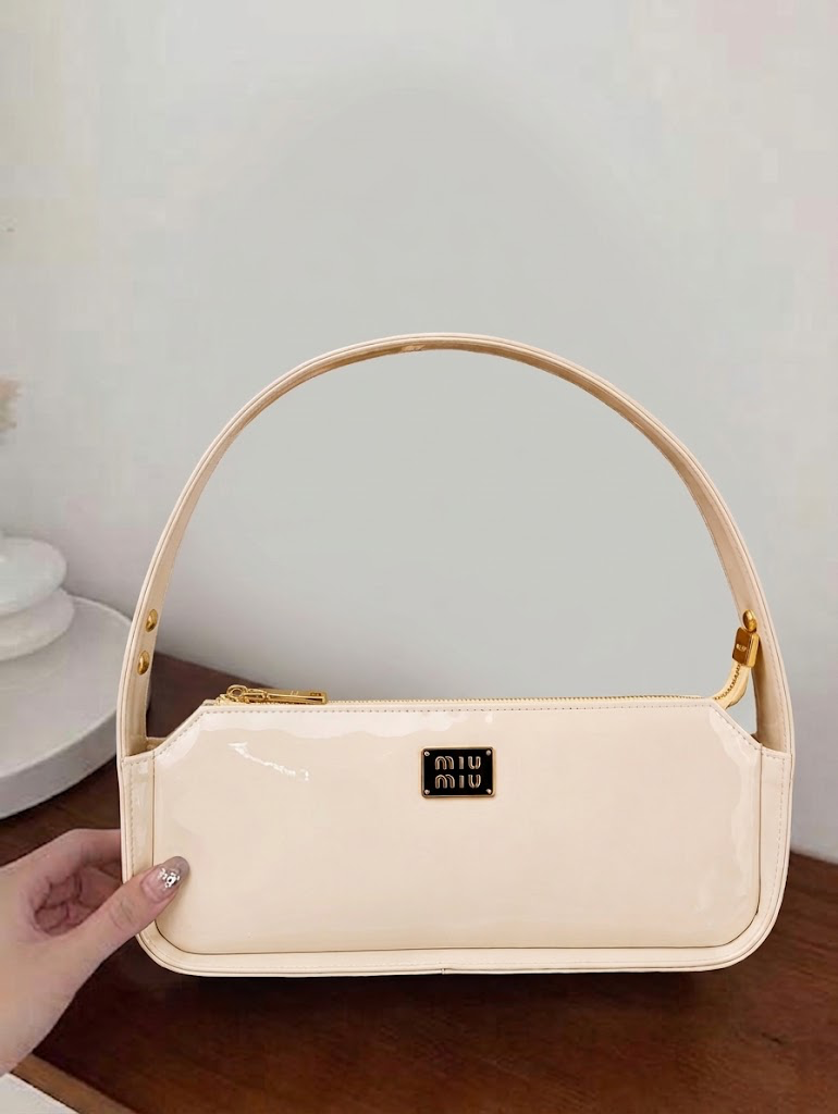 Glossy Baguette Crossbody Bag