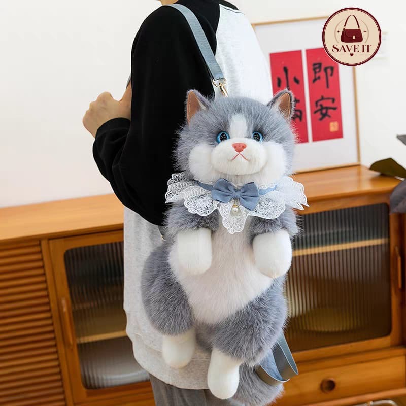 Fluffy Kitty Plush Backpack